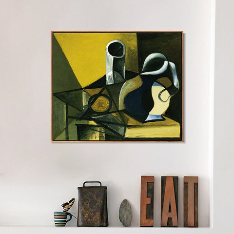 INVIN ART Framed Canvas Giclee Print Art 1943 Nature morte _la cruche et au verre [Verre et pichet] by Pablo Picasso Wall Art Living Room Home Office Decorations