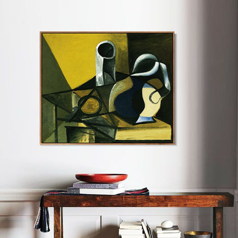 INVIN ART Framed Canvas Giclee Print Art 1943 Nature morte _la cruche et au verre [Verre et pichet] by Pablo Picasso Wall Art Living Room Home Office Decorations