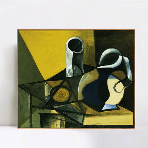 INVIN ART Framed Canvas Giclee Print Art 1943 Nature morte _la cruche et au verre [Verre et pichet] by Pablo Picasso Wall Art Living Room Home Office Decorations