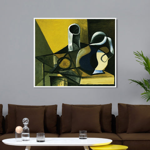 INVIN ART Framed Canvas Giclee Print Art 1943 Nature morte _la cruche et au verre [Verre et pichet] by Pablo Picasso Wall Art Living Room Home Office Decorations