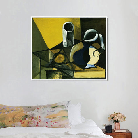 INVIN ART Framed Canvas Giclee Print Art 1943 Nature morte _la cruche et au verre [Verre et pichet] by Pablo Picasso Wall Art Living Room Home Office Decorations