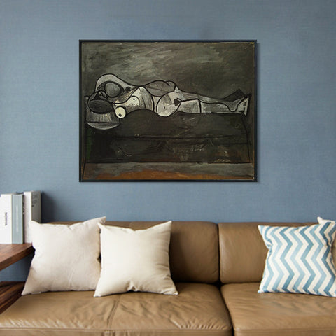 INVIN ART Framed Canvas Giclee Print Art 1944 Nu au divan by Pablo Picasso Wall Art Living Room Home Office Decorations