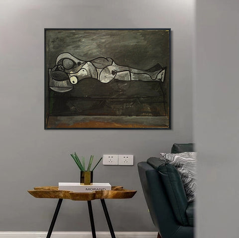 INVIN ART Framed Canvas Giclee Print Art 1944 Nu au divan by Pablo Picasso Wall Art Living Room Home Office Decorations