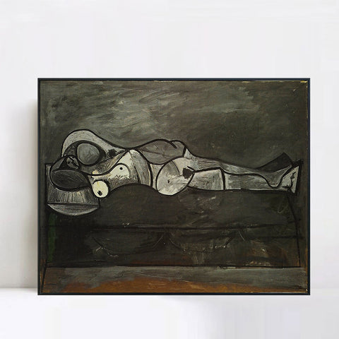 INVIN ART Framed Canvas Giclee Print Art 1944 Nu au divan by Pablo Picasso Wall Art Living Room Home Office Decorations