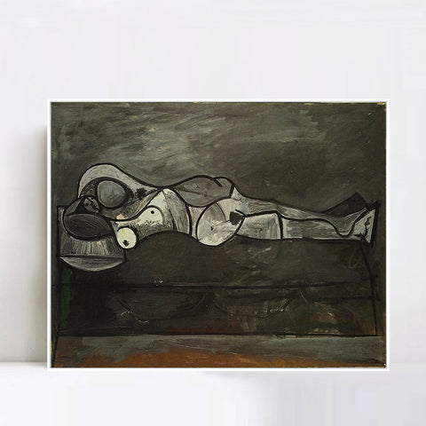 INVIN ART Framed Canvas Giclee Print Art 1944 Nu au divan by Pablo Picasso Wall Art Living Room Home Office Decorations