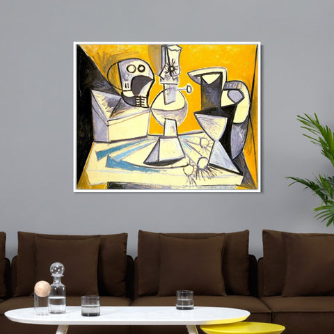 INVIN ART Framed Canvas Giclee Print Art 1945 Poireaux, crane, lampe et vase by Pablo Picasso Wall Art Living Room Home Office Decorations