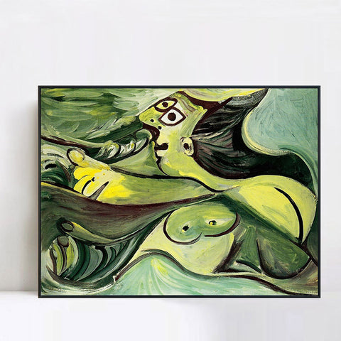 INVIN ART Framed Canvas Giclee Print Art 1971 Baigneuse by Pablo Picasso Wall Art Living Room Home Office Decorations