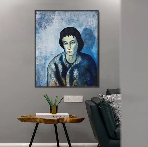 INVIN ART Framed Canvas Giclee Print Art 1902,Woman with Bangs by Pablo Picasso Wall Art Living Room Home Office Decorations