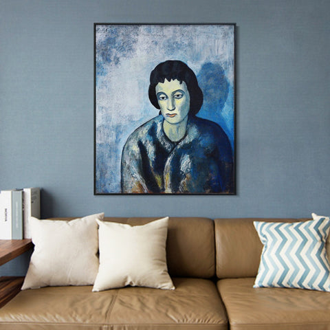 INVIN ART Framed Canvas Giclee Print Art 1902,Woman with Bangs by Pablo Picasso Wall Art Living Room Home Office Decorations