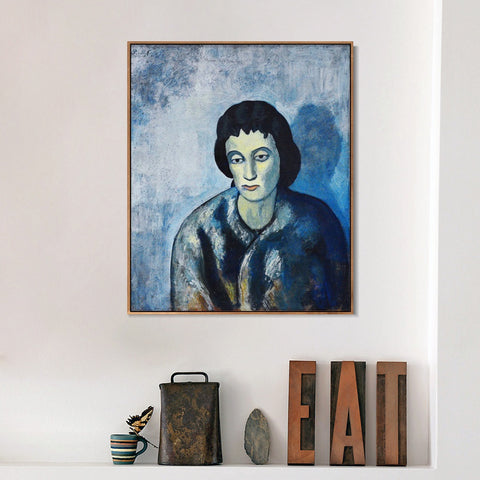 INVIN ART Framed Canvas Giclee Print Art 1902,Woman with Bangs by Pablo Picasso Wall Art Living Room Home Office Decorations