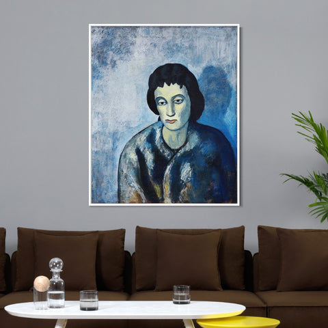 INVIN ART Framed Canvas Giclee Print Art 1902,Woman with Bangs by Pablo Picasso Wall Art Living Room Home Office Decorations