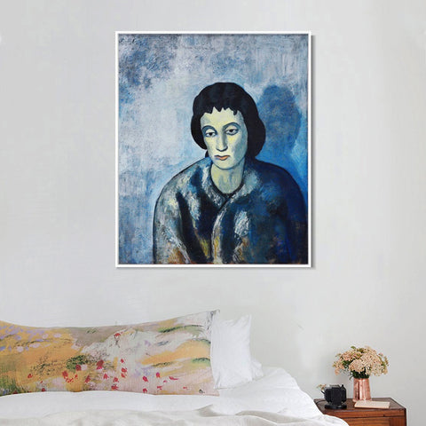 INVIN ART Framed Canvas Giclee Print Art 1902,Woman with Bangs by Pablo Picasso Wall Art Living Room Home Office Decorations