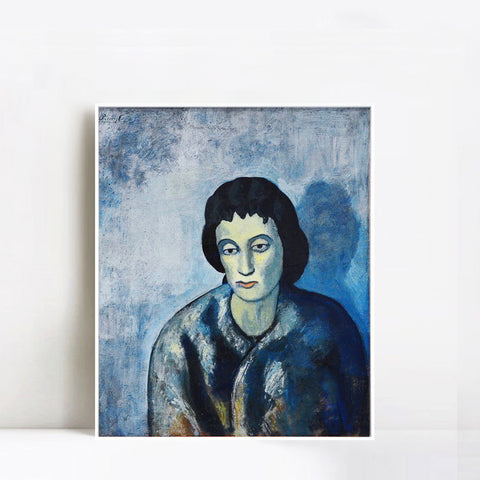 INVIN ART Framed Canvas Giclee Print Art 1902,Woman with Bangs by Pablo Picasso Wall Art Living Room Home Office Decorations