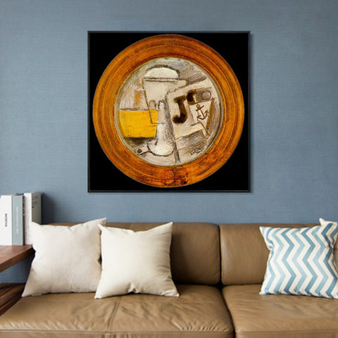 INVIN ART Framed Canvas Giclee Print Art 1914 Verre, pipe et journal by Pablo Picasso Wall Art Living Room Home Office Decorations