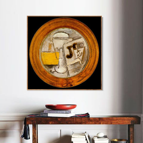 INVIN ART Framed Canvas Giclee Print Art 1914 Verre, pipe et journal by Pablo Picasso Wall Art Living Room Home Office Decorations