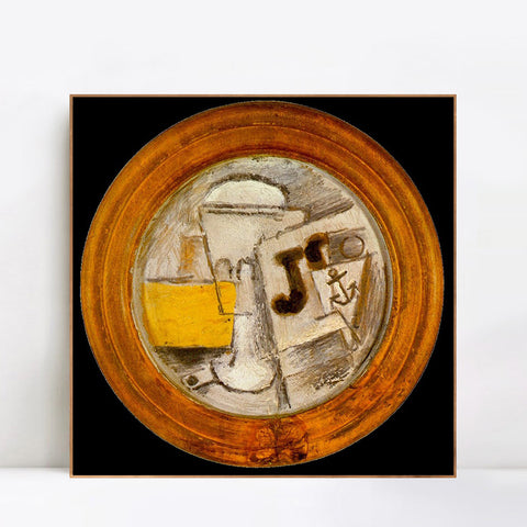 INVIN ART Framed Canvas Giclee Print Art 1914 Verre, pipe et journal by Pablo Picasso Wall Art Living Room Home Office Decorations