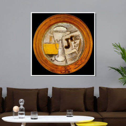 INVIN ART Framed Canvas Giclee Print Art 1914 Verre, pipe et journal by Pablo Picasso Wall Art Living Room Home Office Decorations