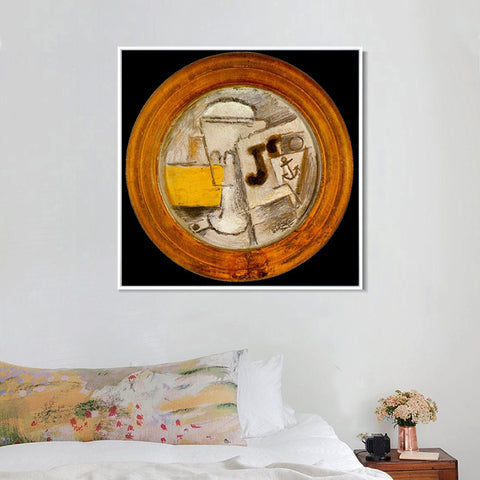 INVIN ART Framed Canvas Giclee Print Art 1914 Verre, pipe et journal by Pablo Picasso Wall Art Living Room Home Office Decorations