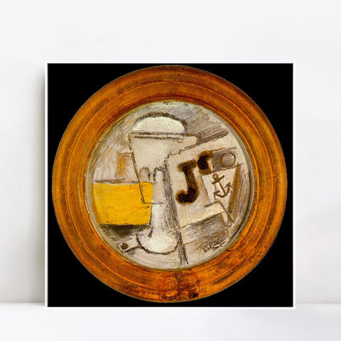 INVIN ART Framed Canvas Giclee Print Art 1914 Verre, pipe et journal by Pablo Picasso Wall Art Living Room Home Office Decorations