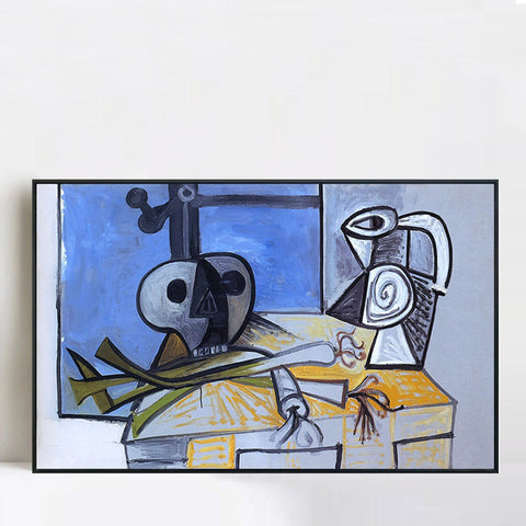 INVIN ART Framed Canvas Giclee Print Art 1945 Poireaux, crane et pichet 2 by Pablo Picasso Wall Art Living Room Home Office Decorations