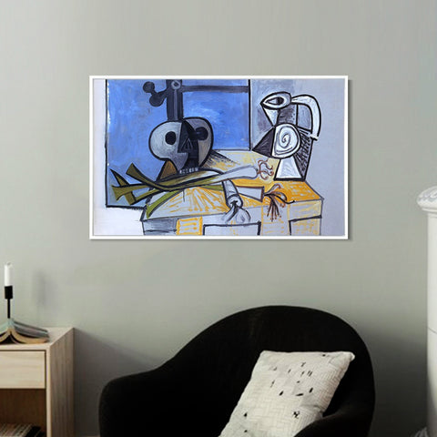 INVIN ART Framed Canvas Giclee Print Art 1945 Poireaux, crane et pichet 2 by Pablo Picasso Wall Art Living Room Home Office Decorations