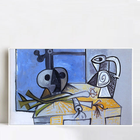 INVIN ART Framed Canvas Giclee Print Art 1945 Poireaux, crane et pichet 2 by Pablo Picasso Wall Art Living Room Home Office Decorations