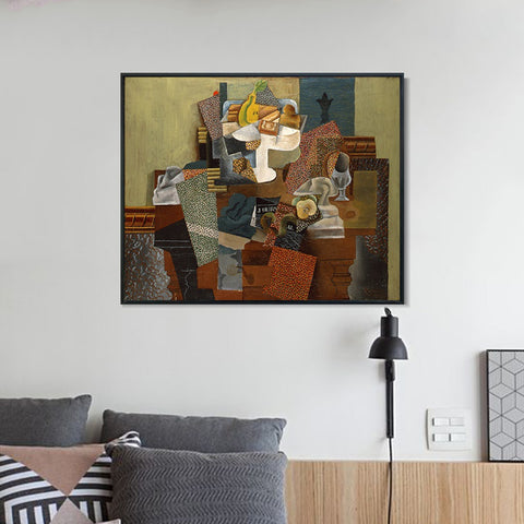 INVIN ART Framed Canvas Giclee Print Art 1914-15,Nature morte au compotier_(Still Life with Compote and Glass) by Pablo Picasso Wall Art Living Room Home Office Decorations