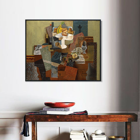 INVIN ART Framed Canvas Giclee Print Art 1914-15,Nature morte au compotier_(Still Life with Compote and Glass) by Pablo Picasso Wall Art Living Room Home Office Decorations