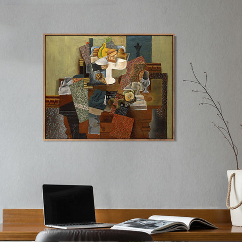 INVIN ART Framed Canvas Giclee Print Art 1914-15,Nature morte au compotier_(Still Life with Compote and Glass) by Pablo Picasso Wall Art Living Room Home Office Decorations