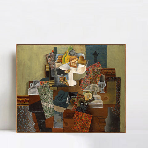 INVIN ART Framed Canvas Giclee Print Art 1914-15,Nature morte au compotier_(Still Life with Compote and Glass) by Pablo Picasso Wall Art Living Room Home Office Decorations
