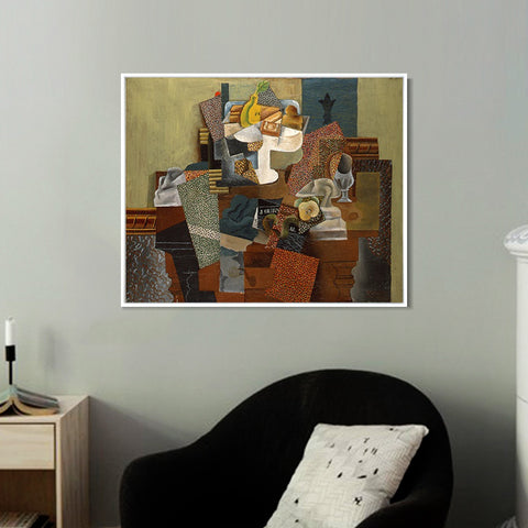 INVIN ART Framed Canvas Giclee Print Art 1914-15,Nature morte au compotier_(Still Life with Compote and Glass) by Pablo Picasso Wall Art Living Room Home Office Decorations