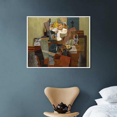 INVIN ART Framed Canvas Giclee Print Art 1914-15,Nature morte au compotier_(Still Life with Compote and Glass) by Pablo Picasso Wall Art Living Room Home Office Decorations