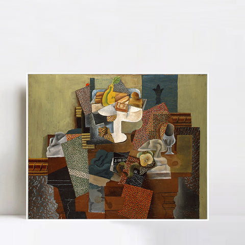 INVIN ART Framed Canvas Giclee Print Art 1914-15,Nature morte au compotier_(Still Life with Compote and Glass) by Pablo Picasso Wall Art Living Room Home Office Decorations