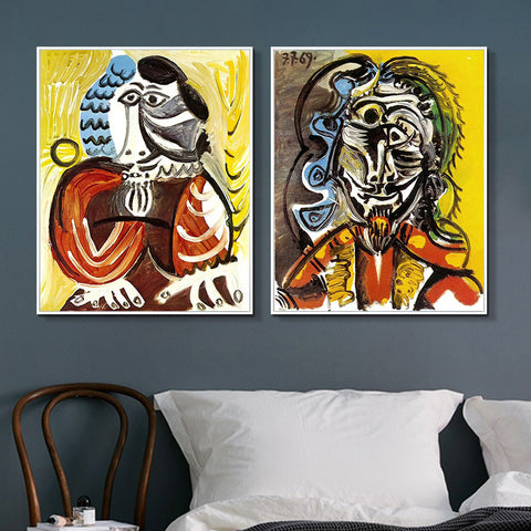 Combo Painting 2 Pieces by Pablo Picasso INVIN ART Framed Canvas Giclee Print Art Wall Art Series #58