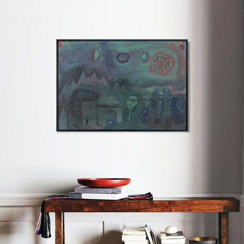 INVIN ART Framed Canvas Giclee Print Signs in the Sky by Paul Klee Wall Art Living Room Home Office Decorations