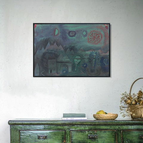 INVIN ART Framed Canvas Giclee Print Signs in the Sky by Paul Klee Wall Art Living Room Home Office Decorations