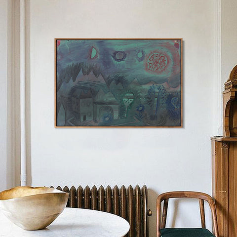 INVIN ART Framed Canvas Giclee Print Signs in the Sky by Paul Klee Wall Art Living Room Home Office Decorations