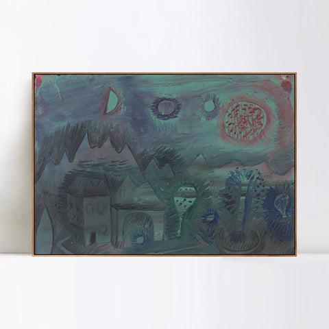 INVIN ART Framed Canvas Giclee Print Signs in the Sky by Paul Klee Wall Art Living Room Home Office Decorations