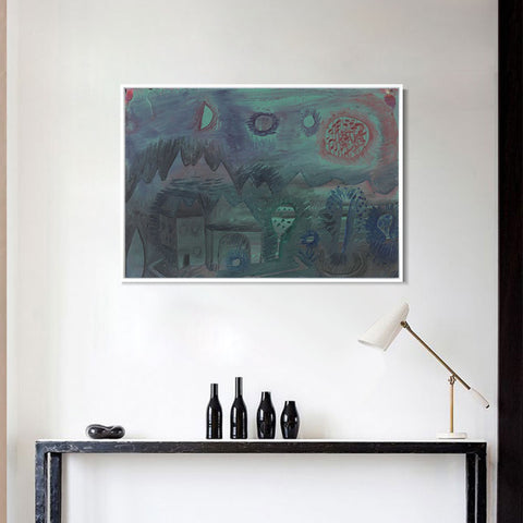 INVIN ART Framed Canvas Giclee Print Signs in the Sky by Paul Klee Wall Art Living Room Home Office Decorations