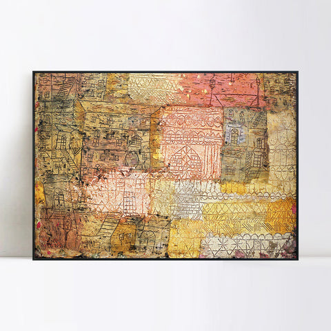 INVIN ART Framed Canvas Giclee Print ville fiorentine, 1926, 02 by Paul Klee Wall Art Living Room Home Office Decorations