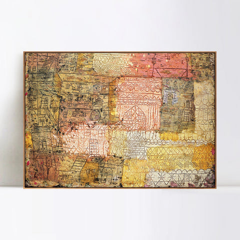 INVIN ART Framed Canvas Giclee Print ville fiorentine, 1926, 02 by Paul Klee Wall Art Living Room Home Office Decorations