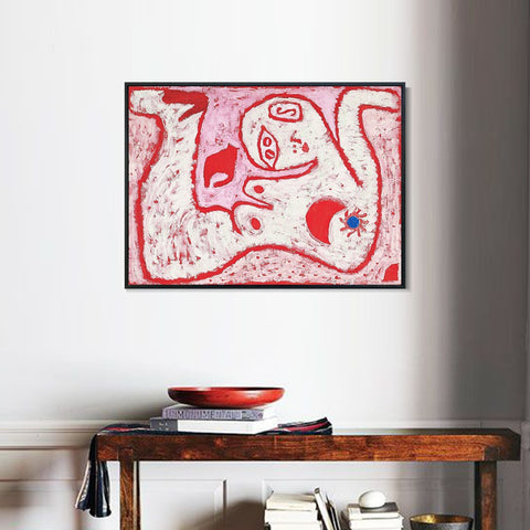 INVIN ART Framed Canvas Giclee Print A Woman For Gods by Paul Klee Wall Art Living Room Home Office Decorations