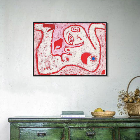INVIN ART Framed Canvas Giclee Print A Woman For Gods by Paul Klee Wall Art Living Room Home Office Decorations