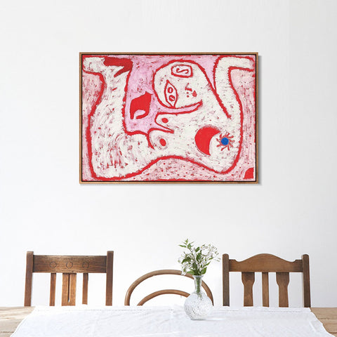 INVIN ART Framed Canvas Giclee Print A Woman For Gods by Paul Klee Wall Art Living Room Home Office Decorations