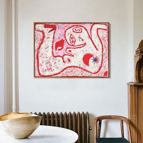 INVIN ART Framed Canvas Giclee Print A Woman For Gods by Paul Klee Wall Art Living Room Home Office Decorations