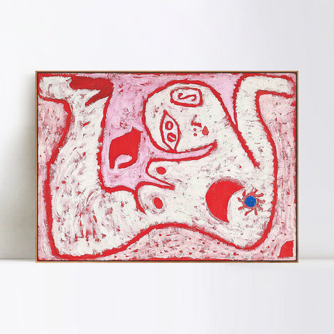 INVIN ART Framed Canvas Giclee Print A Woman For Gods by Paul Klee Wall Art Living Room Home Office Decorations