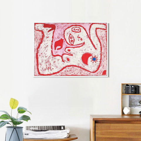 INVIN ART Framed Canvas Giclee Print A Woman For Gods by Paul Klee Wall Art Living Room Home Office Decorations