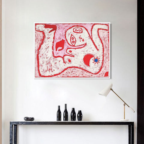 INVIN ART Framed Canvas Giclee Print A Woman For Gods by Paul Klee Wall Art Living Room Home Office Decorations