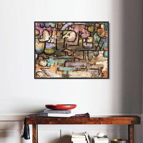 INVIN ART Framed Canvas Giclee Print After The Flood by Paul Klee Wall Art Living Room Home Office Decorations
