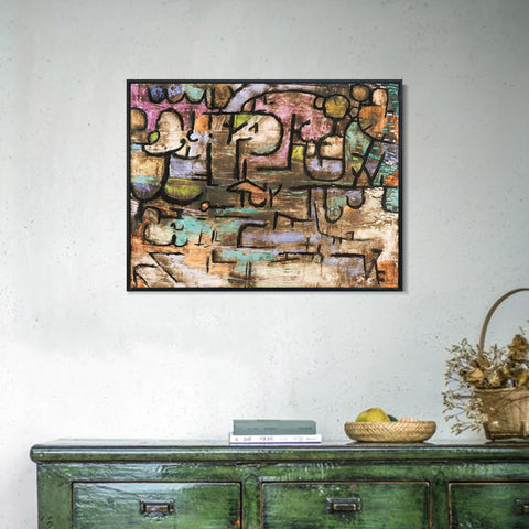 INVIN ART Framed Canvas Giclee Print After The Flood by Paul Klee Wall Art Living Room Home Office Decorations